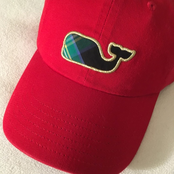 Vineyard Vines Accessories - Vineyard Vines Red Big Whale Tartan Plaid Cap Hat